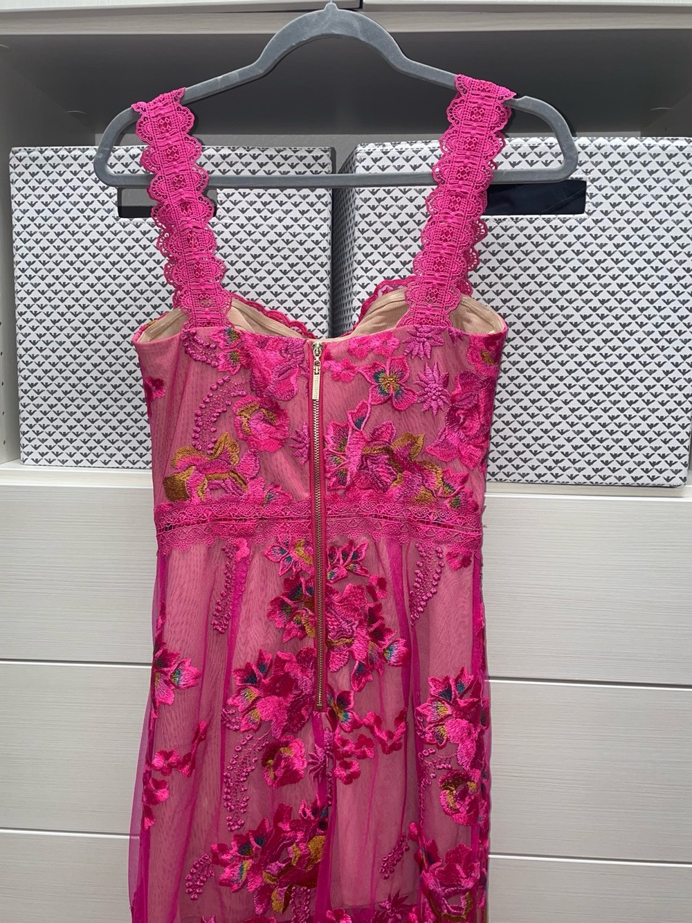 Bronx and Banco Fuchsia Floral Asymmetrical Lace Midi Dress - Picture 7 of 13